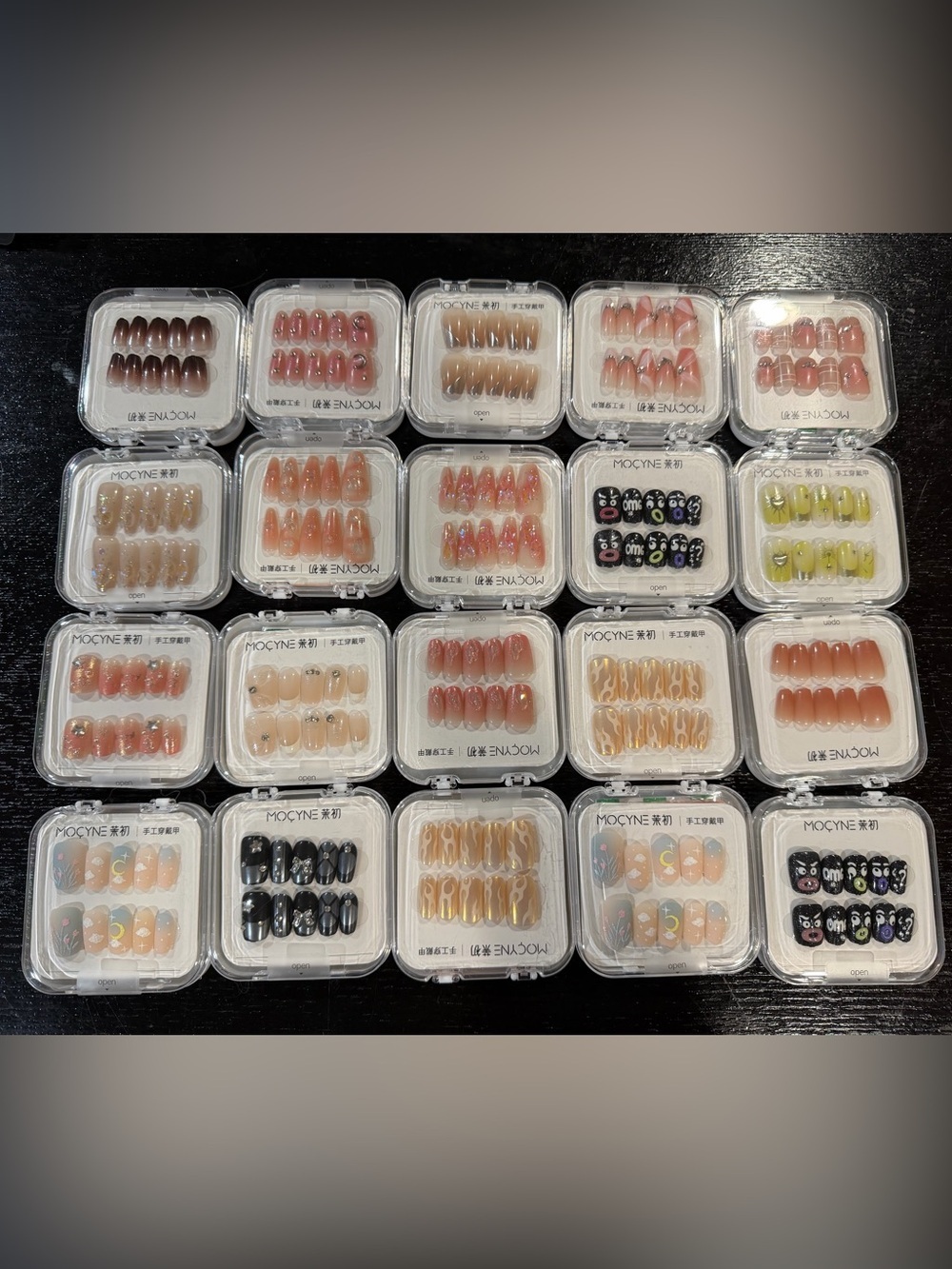 20 Lot NEW Assorted Women's Press-On Nails - Pink, Nude, Black & Yellow Styles